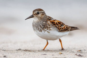 Obraz premium A small shorebird walking on sandy beach