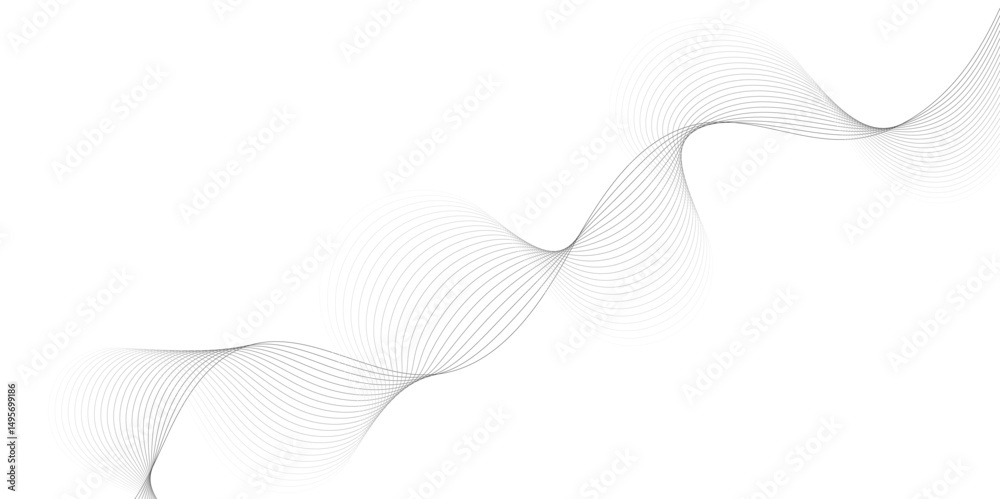 Wall mural abstract grey, white smooth element swoosh speed wave modern stream background. wave with lines crea