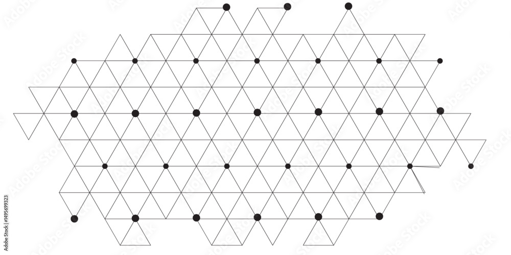 Aufkleber Seamless abstract geometric polygonal with dots repeatable pattern swatch background. Black and white rhombus grid pattern Modern vector illustration. digital technology concept structure design.	