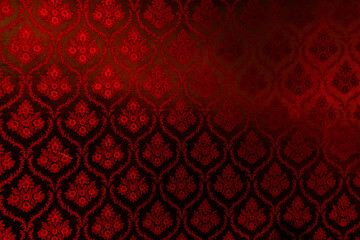 Closeup of red victorian vintage textured textile wall