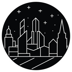 Obraz premium Night city vector illustration of a home architecture design