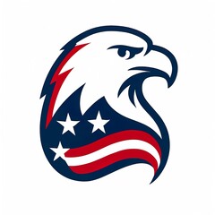 Patriotic Eagle Head with American Flag Elements