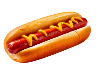 Tasty Hot Dog with Mustard and Ketchup Isolated on Transparent Background and white background – Realistic Fast Food