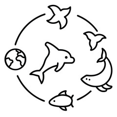 Obraz premium Cute cartoon shark and fish swimming in the ocean, a fun aquatic animal illustration