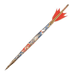 A Silk Arrow with Chinese Cloud and Dragon Patterns Isolated on Transparent Background