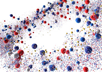 Abstract Red Blue White Gold Sphere Explosion, Festive Background