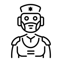 A linear style icon of futuristic robot nurse