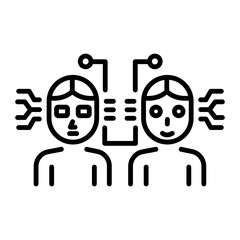 A linear icon depicting digital twins technology