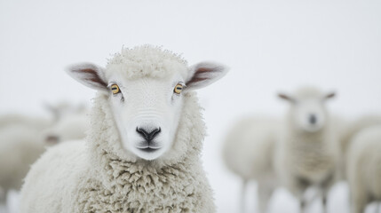 3D Rendering of Sheep on white Background. 