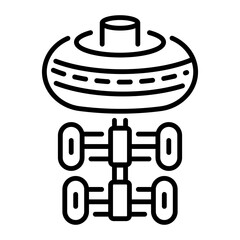 A linear icon depicting space elevator machine