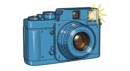 A classic vintage film camera with an antique lens, isolated on white, perfect for retro photography