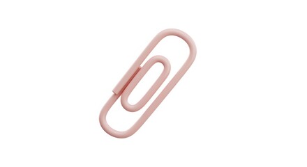 Light pink metal paper clip close-up isolated on a white background, an essential office supply and business tool