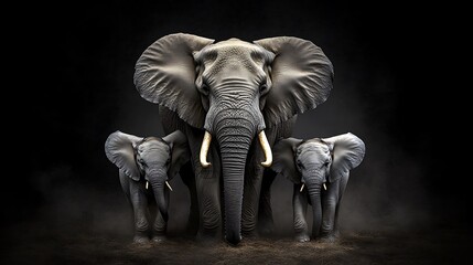 Fototapeta premium 闇の象一家