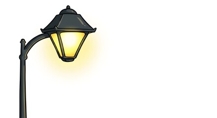 Vintage old street lamp with glowing light on a black background