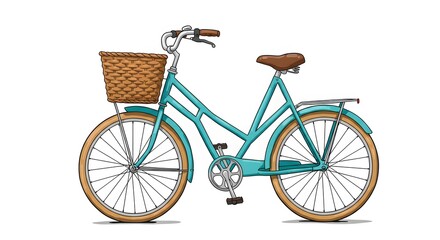 Vintage cycling sport bike on a white background, isolated retro cycle vehicle with pedals, seat, and chain for ride and travel