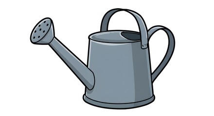Old metal watering can isolated on white, a vintage gardening tool