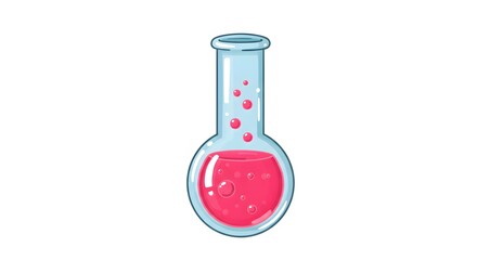 Isolated medical glass test tubes with pink liquid 