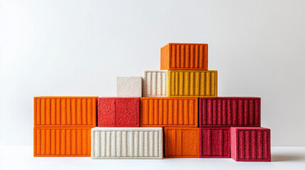 cargo container made of felt illustration isolated on white background