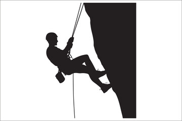 Mountain Climbing & Rappelling Silhouettes &ndash; Extreme Sports Vector Icons.