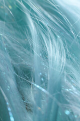 close up of synthetic blue hair texture