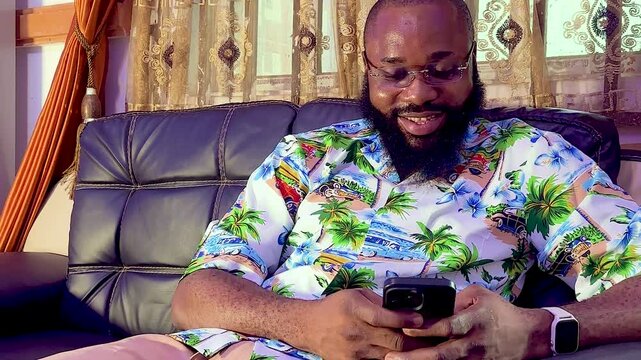 happy man using technology comfortably