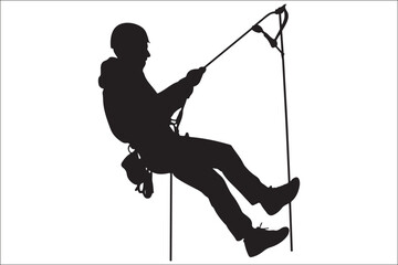 Mountain Climbing & Rappelling Silhouettes &ndash; Extreme Sports Vector Icons.