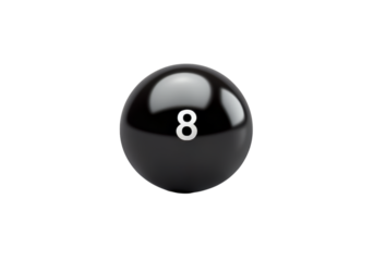 Black eight ball billiards sphere isolated on a white background