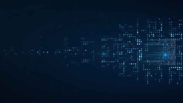 Abstract technology background with glowing blue pixelated pattern texture