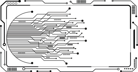 Abstract background with technology circuit board texture. Electronic motherboard illustration. Communication and engineering concept. Seamless circuit motherboard. Vector illustration. 