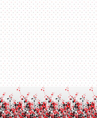 Bold Red & Black Wildflower Border with Petal Drift – Modern Contrast Floral Pattern for Statement Designs.  Ideal for fashion textiles, scarf prints, wallpapers, luxury packaging, or modern home deco