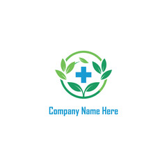 Healthcare Logo with Cross and Leaves Logo