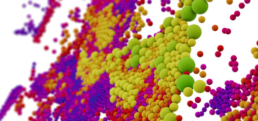 Vibrant spheres, abstract art, colorful background, 3D render,  design element.