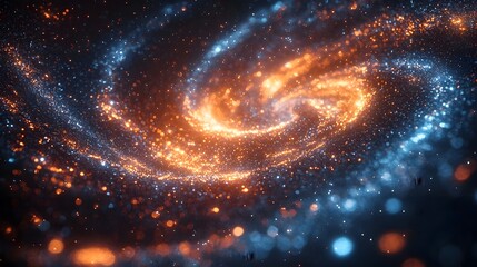 Cosmic representation of quantum computing with glowing galaxy pathways