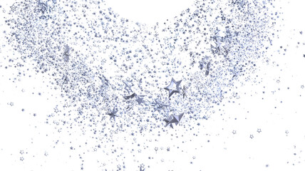 Obraz premium Sparkling silver stars burst on white background. Perfect for celebration, holidays, and magic themes.