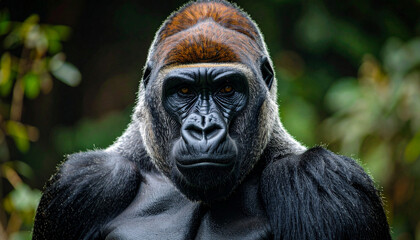 Obraz premium Majestic Gorilla Face – High-Resolution Wildlife Photography with Intense Detail