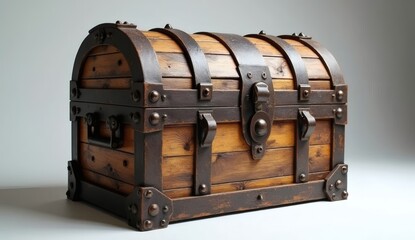 Pirate Style Wooden Chest with Iron Details