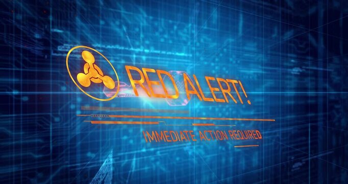 Glow pulsing icon and text morphing into RED ALERT IMMEDIATE ACTION REQUIRED signaling response