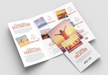 Travel Trifold Brochure Layout with Pink Accents