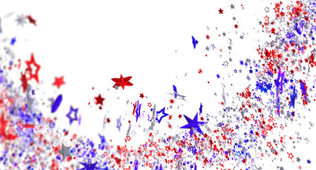Red, white, and blue star confetti. Perfect for 4th of July or other celebratory designs.