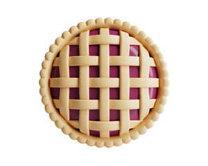 3D Render of a Delicious Lattice Top Pie Isolated on Black