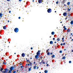 Colorful 3D balls burst, festive design. Ideal for celebration, party, or event backgrounds.