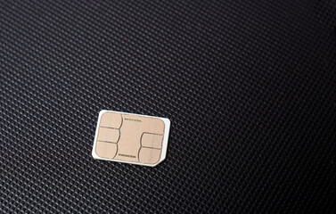 small nano sim card isolated on white background. Selective focus.