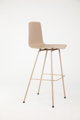 Beige bar stool with metal frame isolated on white background for modern interiors – Isolated on...