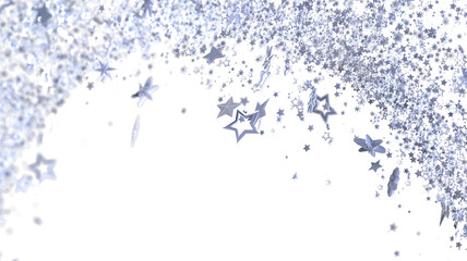 Beautiful silver stars falling on white. Perfect for holidays, celebrations, and more!