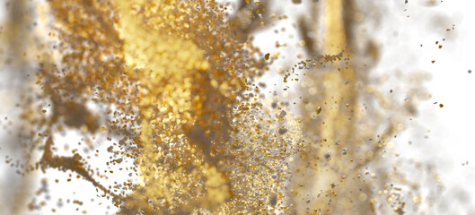 Abstract background of gold and white particles exploding. Perfect for luxury, celebration, or energy themes.