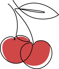 Cherry fruits minimalist line art drawing. 