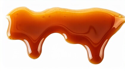 dripping caramel drops of sweet sauce isolated on white background melted caramel sauce