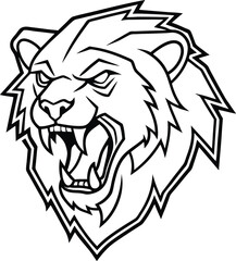 Lion head line art, lion head silhouette