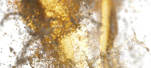 Abstract gold and white glitter explosion. Perfect for luxury, celebration, and festive designs.