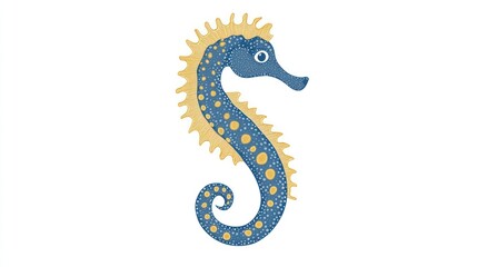 Seahorse illustration in the ocean for sea life educational purpose on white